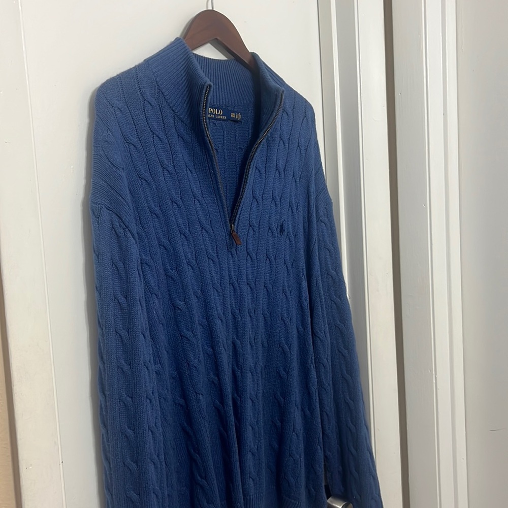 Blue Knitted Sweater by Polo Ralph Lauren zip up